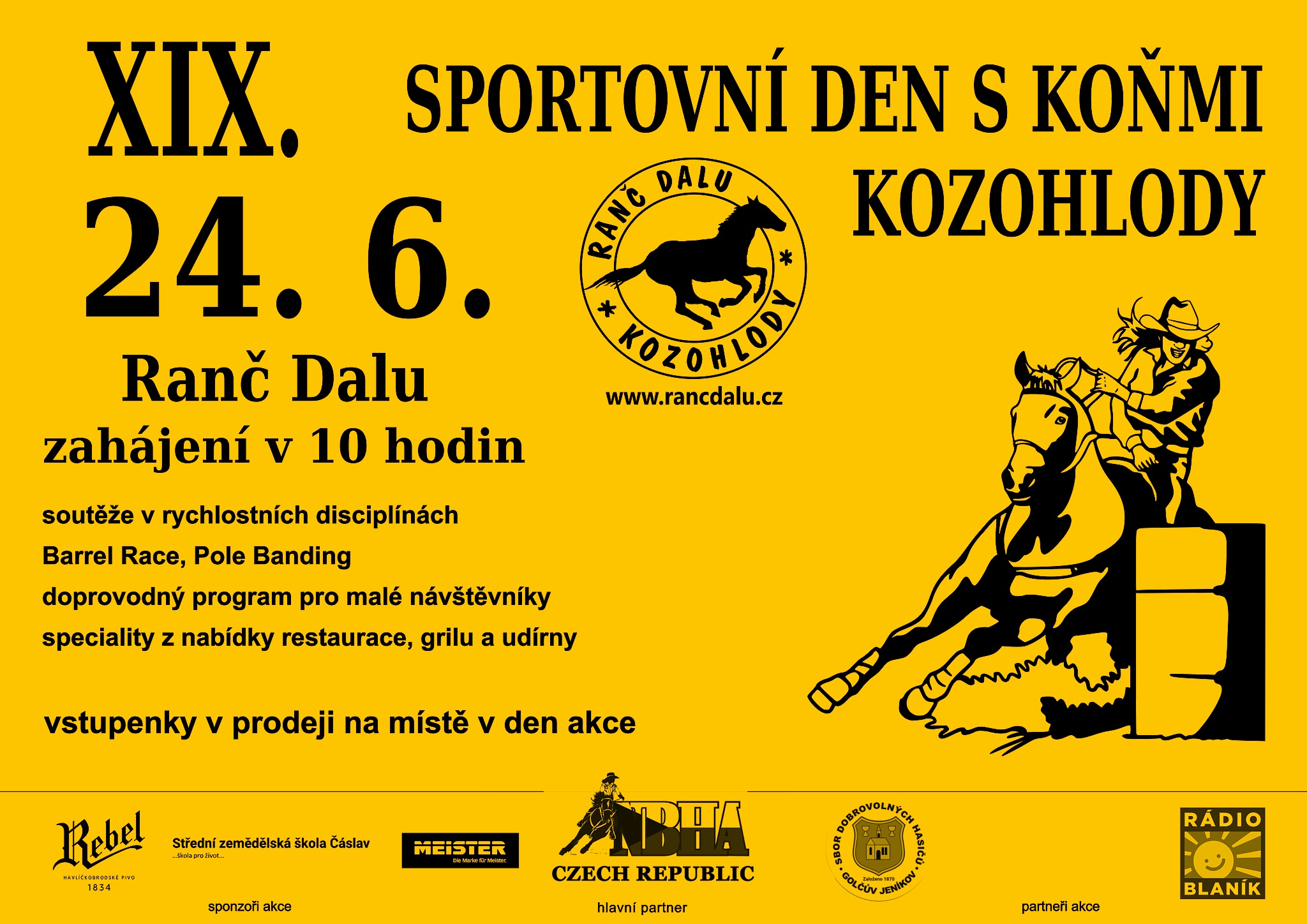 plakát na XIX. Sportovní den s koňmi na Ranči Dalu